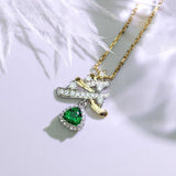 Plant Inspired Tsavorite & Diamond Necklace in 18K Two-Tone Gold