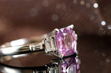 1.03ct Pinkish Spinel & Diamond Baguette Ring - 18K White Gold