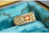 Garnet Diamond 18K Gold Ring - Two Tone Gold Spessartite
