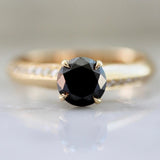 1.14ct Black Diamond Engagement Ring in 18K Yellow Gold