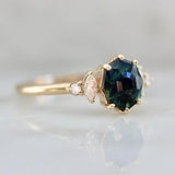 Rituals Geo Cut Teal Green Sapphire & Diamond Ring - 18K Yellow Gold