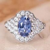 2.38ct Blue Sapphire & Diamonds Statement Ring in 18K White Gold