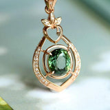 1.83ct Green Tourmaline & Diamond Free Form Pendant - 18K Yellow Gold