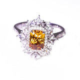1.38ct Yellow Sapphire & Halo Diamond Ring in 18K White Gold