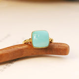 Superior Square Turquoise 18K Yellow Gold Ring