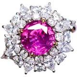 2.25ct Purple Sapphire Round Cut 18K Gold with Diamond Around Ring