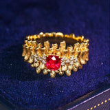 Jedi Spinel Engraved 18K Yellow Gold Ring