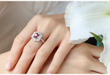 1ct Pinkish Spinel & White Sapphire Engagement Ring - 18K White Gold