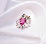 Owl Design Peach Spinel Pendant with Blue Sapphire - 18k Gold