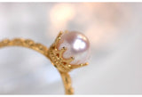 3A+ Akoya Pearl & Diamond Vintage Ring - 18K Yellow Gold