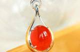 Southern Red Agate Diamond Necklace - 18K Yellow Gold