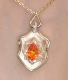 Matte Finished Spessartite Garnet Necklace in 18K Yellow Gold Necklace