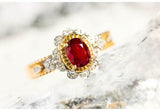 1.2ct Red Spinel Oval & Diamond Granulation Ring - 18K Gold