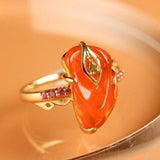 5.1ct Fire Opal Ruby Ring - 18K Yellow Gold