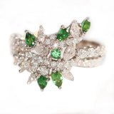Tsavorite & Diamonds Engagement Ring in 18K White Gold
