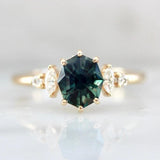Rituals Geo Cut Teal Green Sapphire & Diamond Ring - 18K Yellow Gold