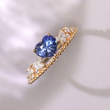 1.2ct Blue Sapphire & Diamonds Stackable Ring in 18K Yellow Gold