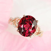 2.23ct Rubellite Oval Cut Ring with Diamond Accent in 18K Yellow Gold