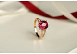 2.93ct Rubellite Oval Cut Ring with Diamond in 18K Yellow Gold