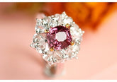 1ct Pinkish Spinel & White Sapphire Engagement Ring - 18K White Gold