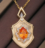 Matte Finished Spessartite Garnet Necklace in 18K Yellow Gold Necklace