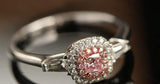Pink Diamond Cushion Cut Wedding Ring - 18K White Gold