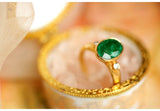 Emerald Bezel-Set Diamond Ring in 18K Yellow Gold