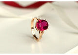 3.23ct Rubellite Oval Cut & Diamonds Ring in 18K Yellow Gold