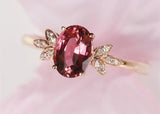 Red Tourmaline Ring with Diamond in 18K Yellow Gold