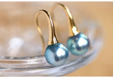 9mm Madama Silver-Grey Pearl Hook Earrings in 18K Yellow Gold