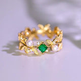 Emerald & Seawater Pearl Ring in 18K Yellow Gold
