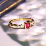 Pinkish Spinel Cushion & Diamond Ring in 18K Yellow Gold
