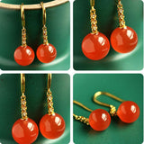 Southern Red Agate & Pave Diamond Earrings in 18K Gold