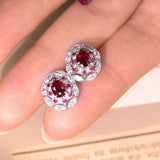 Ruby & Diamond Wedding Earrings - 18K White Gold