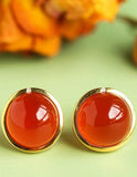 Southern Red Agate Diamond Earrings in 18K Yellow Gold