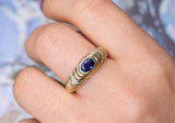 Blue Sapphire Bezel Set 18K Yellow Gold Ring with Diamonds