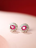 Ruby & Diamond Earrings in 18K White Gold
