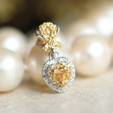 Heart-Shaped Fancy Yellow Diamonds Necklace in 18K White Gold