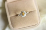 Fancy Yellow Diamonds Double Halo Teardrop Ring - 18K Yellow Gold