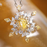 Snowflake Fancy Yellow Diamonds Necklace in 18K White Gold