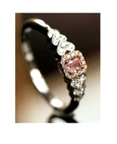 Pink Diamond Cushion Cut Ring - 18K White Gold