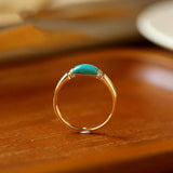 Vintage-Style Turquoise Saddle Ring in 18K Yellow Gold