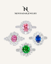 3 Colors + Sri Lanka Sapphire Platinum 950 Ring with Diamonds