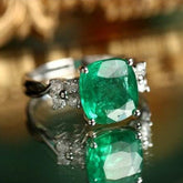 3.13ct Emerald & Diamond Statement Ring in 18K White Gold