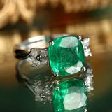 3.13ct Emerald & Diamond Statement Ring in 18K White Gold