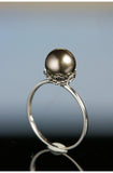 8mm Tahitian Black Pearl 18K White Gold Ring