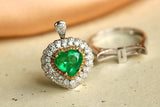 3ct Emerald Heart Shape & Full Diamond Pave Ring in 18K Dual Gold