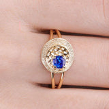 Melting Design 18K Gold Ring with Blue Sapphire