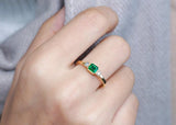 Art Deco Design Emerald 18K Yellow Gold Ring