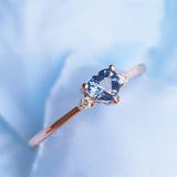 Blue Sapphire Heart-Cut 18K Gold Ring with Diamonds